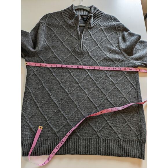 Brooks Brothers Sweater Diamond Cable Knit Merino Wool Gray Preppy Size L - Picture 9 of 10